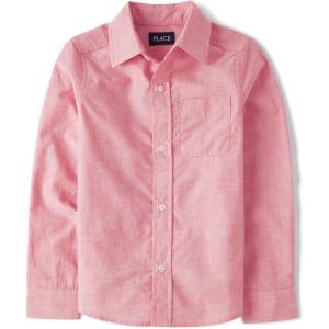 imageThe Childrens Place Big Boys Long Sleeve Poplin Button Down ShirtTango Red