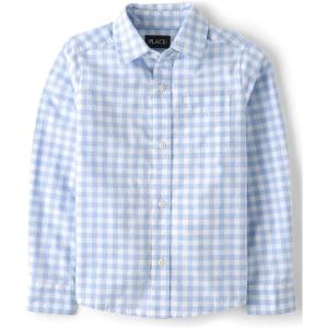 imageThe Childrens Place Big Boys Long Sleeve Poplin Button Down ShirtWhirlwhind Gingham