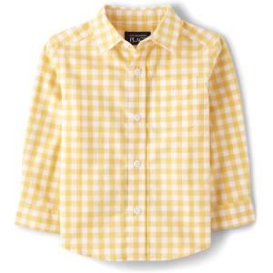 imageThe Childrens Place Big Boys Long Sleeve Poplin Button Down ShirtYellow Gingham