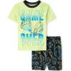 imageThe Childrens Place boys Sleeve Top and Shorts2 Piece Pajama SetGame Over