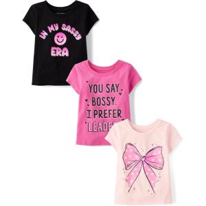 imageThe Childrens Place BabyGirls and Toddler Assorted Everyday Short Sleeve Graphic TShirtsmultipacksBossy Sassy 3pack