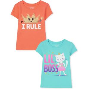 imageThe Childrens Place BabyGirls and Toddler Assorted Everyday Short Sleeve Graphic TShirtsmultipacksLil BossI Rule