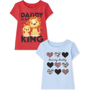 imageThe Childrens Place BabyGirls and Toddler Assorted Everyday Short Sleeve Graphic TShirtsmultipacksLove My DaddyDaddy King