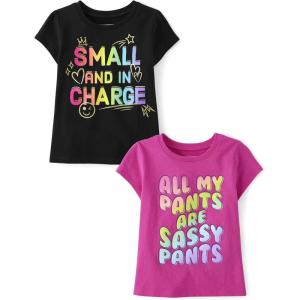 imageThe Childrens Place BabyGirls and Toddler Assorted Everyday Short Sleeve Graphic TShirtsmultipacksSassy Pantsin Charge