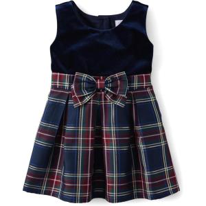imageThe Childrens Place BabyGirls and Toddler Dressy Dress Short SleeveNavy Plaid