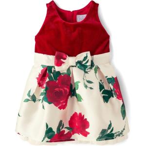 imageThe Childrens Place BabyGirls and Toddler Dressy Dress Short SleeveRed White Floral