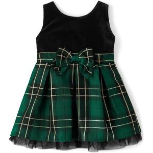imageThe Childrens Place BabyGirls and Toddler Dressy Dress Short SleeveSpruceshad Plaid Velour