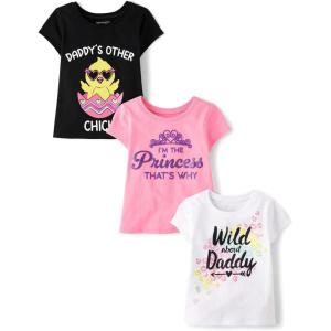 imageThe Childrens Place BabyGirls and Toddler UnicornsButterfliesTrends Short Sleeve Graphic TShirts3 PackWildDad ChickPrincess