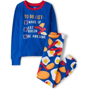 imageThe Childrens Place boys 100 Cotton Long Sleeve Top and Pants2 Piece Pajama SetBreakfast Foods
