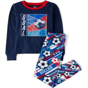 imageThe Childrens Place boys 100 Cotton Long Sleeve Top and Pants2 Piece Pajama SetSoccer Goal