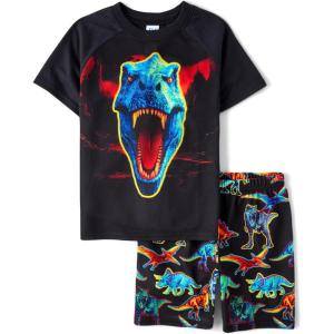imageThe Childrens Place boys Short Sleeve Top and Shorts2 Piece Pajama SetBright Dinos