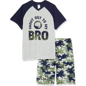 imageThe Childrens Place boys Short Sleeve Top and Shorts2 Piece Pajama SetShout Out Bro