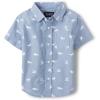 imageThe Childrens Place boys Short Sleeve Button Up ShirtBlue Riviera