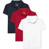 imageThe Childrens Place Boys Short Sleeve Pique Polo 3 PackNauticoClassic RedWhite 3pack