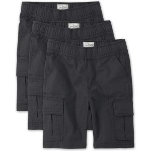 imageThe Childrens Place BabyBoys Essential Cargo ShortsWashed Black 3pack
