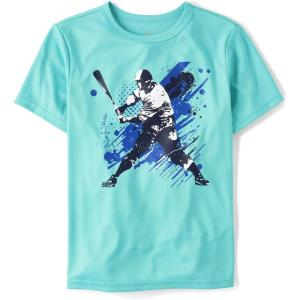 imageThe Childrens Place Boys Active Performance Short Sleeve TShirtBaseball Blue