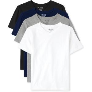 imageThe Childrens Place Boys Basic V Neck TShirt 2 PackBlackBlueHt GreyWhite Vneck 4pack