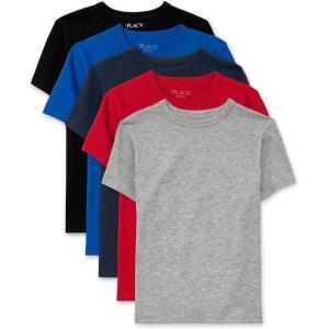 imageThe Childrens Place Boys Basic V Neck TShirt 2 PackBlackGreyNavyBlueRed 5pack
