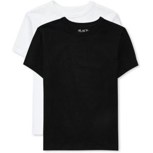 imageThe Childrens Place Boys Basic V Neck TShirt 2 PackBlackWhite 2pack