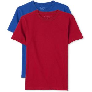 imageThe Childrens Place Boys Basic V Neck TShirt 2 PackBlueRed 2pack