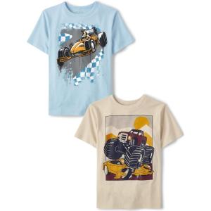 imageThe Childrens Place Boys GamerSportsCars Short Sleeve Graphic TShirts2 PackRacecarMonster Truck 2pack
