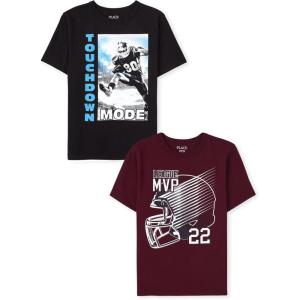 imageThe Childrens Place Boys GamerSportsCars Short Sleeve Graphic TShirts2 PackTouchdown ModeMvp 2pack