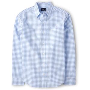 imageThe Childrens Place Boys Long Sleeve Button Down ShirtsLight Blue Gingham  Dad