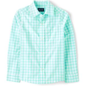 imageThe Childrens Place Boys Long Sleeve Button Down ShirtsMellow Aqua Gingham