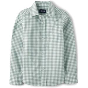 imageThe Childrens Place Boys Long Sleeve Button Down ShirtsMint Taffy