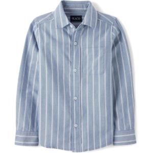 imageThe Childrens Place Boys Long Sleeve Oxford Button Down ShirtHuron Blue