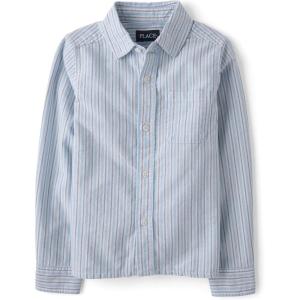 imageThe Childrens Place Boys Long Sleeve Oxford Button Down ShirtPearl Blue