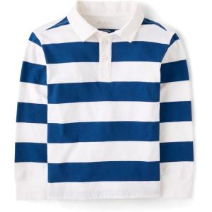 imageThe Childrens Place Boys Long Sleeve Rugby PoloHuron Blue