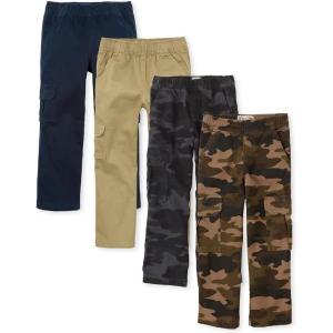 imageThe Childrens Place Boys Pull on Cargo Pants MultipacksFlaxNew NavyNight CamoOlive Camo 4 Pack