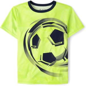 imageThe Childrens Place Boys Short Sleeve Crew Neck TShirtsLime Soccer Ball