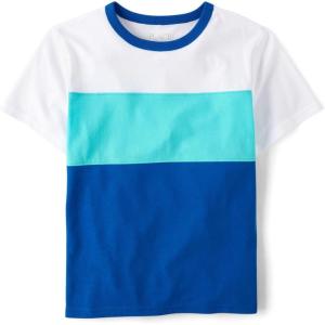 imageThe Childrens Place Boys Short Sleeve Crew Neck TShirtsWhite Colorblock