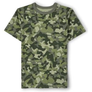 imageThe Childrens Place Boys Short Sleeve Knit TShirtGreen Camo