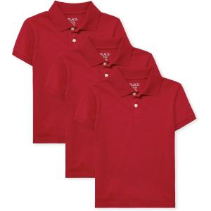 imageThe Childrens Place Boys Short Sleeve Pique Polo 3 PackClassic Red 3pack