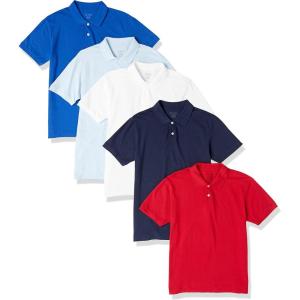 imageThe Childrens Place Boys Short Sleeve Pique Polo 3 PackNauticoBlueClassic RedBrookWhite 5pack