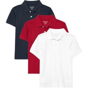 imageThe Childrens Place Boys Short Sleeve Pique Polo 3 PackNauticoClassic RedWhite