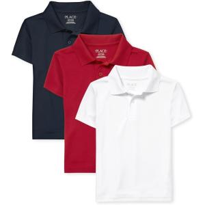 imageThe Childrens Place Boys Short Sleeve Pique Polo 3 PackNauticoClassic RedWhite 3pack