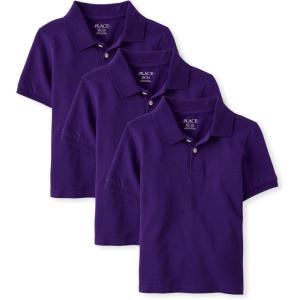 imageThe Childrens Place Boys Short Sleeve Pique Polo 3 PackRegal Violet