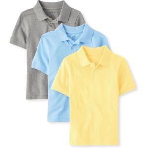 imageThe Childrens Place Boys Short Sleeve Pique Polo 3 PackYellowSmokeBrook