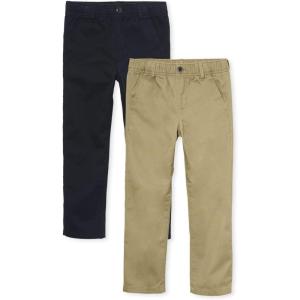 imageThe Childrens Place Boys Stretch Relaxed Straight Chino Pants MultipacksFlaxNew Navy 2pack