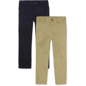 imageThe Childrens Place Boys Stretch Relaxed Straight Chino Pants MultipacksNew NavyFlax 2pack