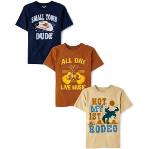 imageThe Childrens Place Boys The Childrens Place Boys Short Sleeve Graphic T Shirt 3PackSmall Town DudeLive MusicRodeo