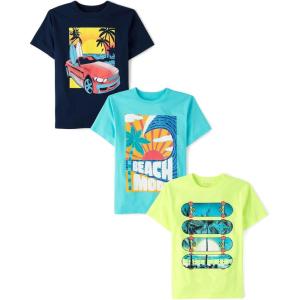 imageThe Childrens Place Boys Vehicle Short Sleeve Graphic TShirtsmultipacksBeach ModeSkateboardCar