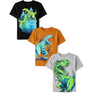 imageThe Childrens Place Boys Vehicle Short Sleeve Graphic TShirtsmultipacksDino BrawlDinoTrex