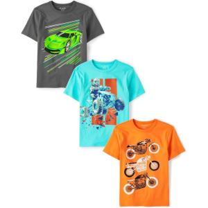 imageThe Childrens Place Boys Vehicle Short Sleeve Graphic TShirtsmultipacksExtremer 3pack