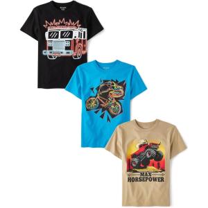 imageThe Childrens Place Boys Vehicle Short Sleeve Graphic TShirtsmultipacksFire TruckBikeMax Horsepower