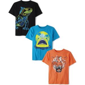 imageThe Childrens Place Boys Vehicle Short Sleeve Graphic TShirtsmultipacksIguanaSharkTiger 3pack